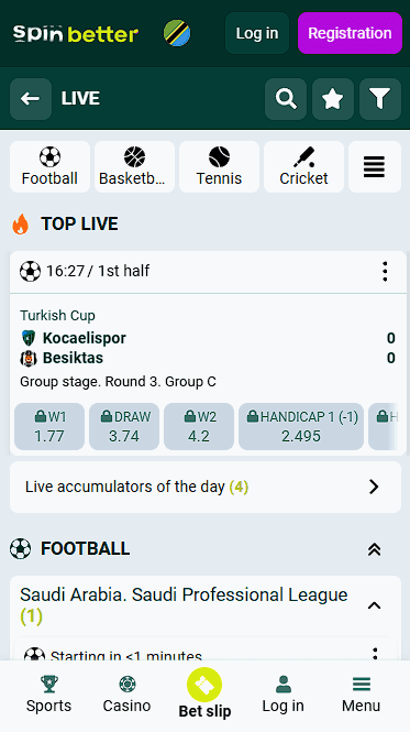 Spinbetter Live Betting