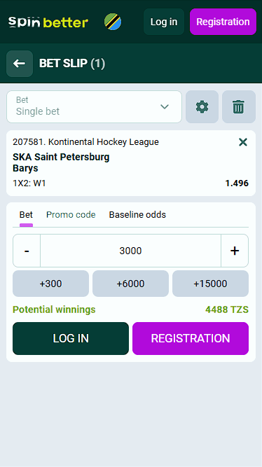 Spinbetter Tanzania Hockey Bet Slip