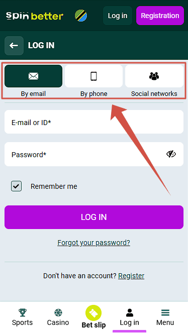 Spinbetter TZ: Ways to Log In
