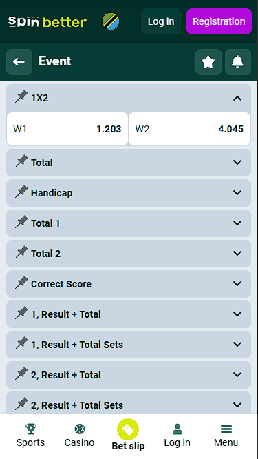 Spinbetter Tanzania Betting Markets