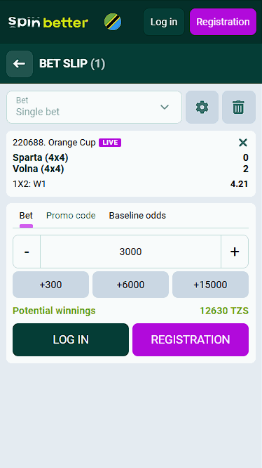 Spinbetter Tanzania Volleyball Bet Slip