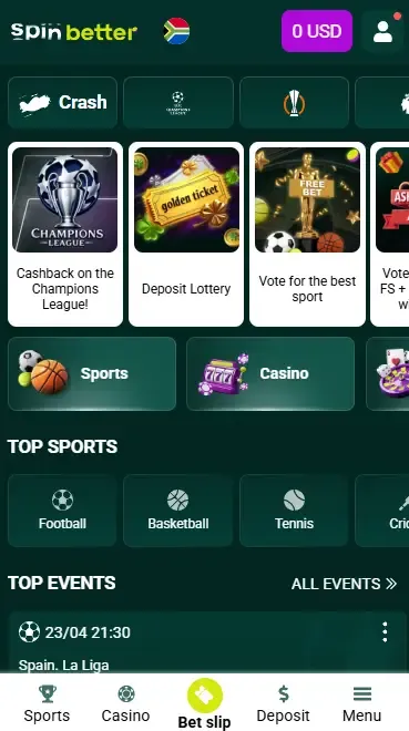 Spinbetter South African App