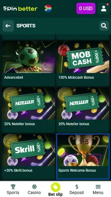 Spinbetter ZA: Sport Betting Welcome Bonus