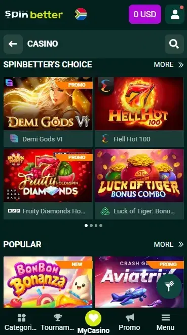 Spinbetter South Africa: Slot Games