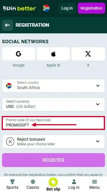Spinbetter South Africa Promo Code