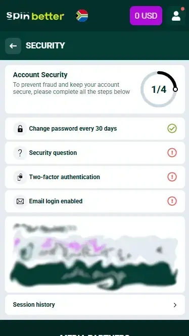 Spinbetter South Africa: Account Protection