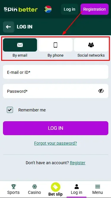 Spinbetter ZA: Ways to Log In