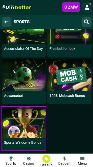 Spinbetter ZM: Sport Betting Welcome Bonus