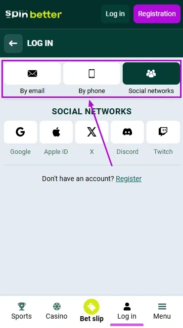 Spinbetter ZM: Ways to Log In