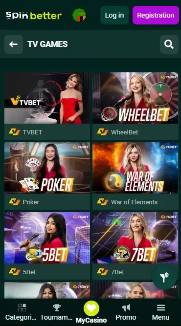 Spinbetter Zambia: TV Games