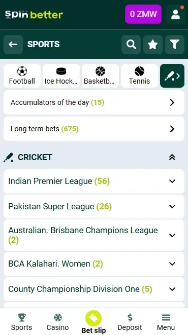 Spinbetter Zambia Cricket Matches and Events