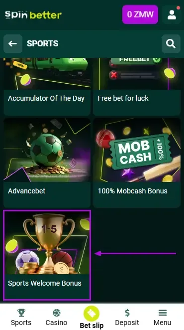 Spibetter Zambia: Sport Welcome Bonus