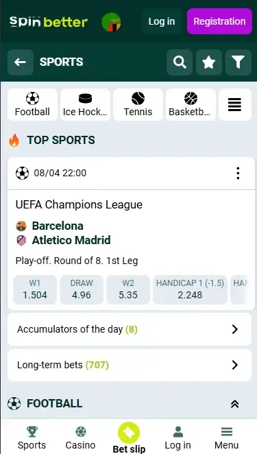 Spinbetter Live Betting