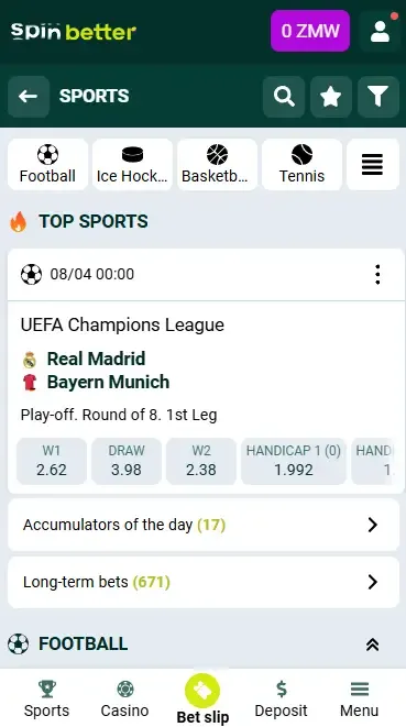 Spinbetter Zambia Sports Betting