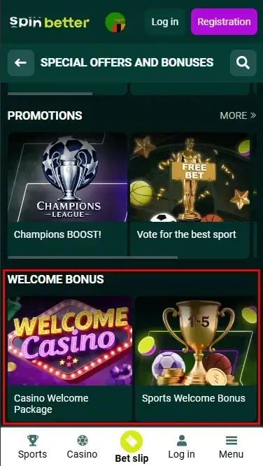 Spinbetter Welcome Bonuses in Zambia