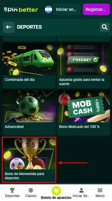 Spinbetter AR: Bono de bienvenida para apuestas deportivas