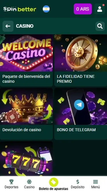 Bonos continuos del casino Spinbetter AR