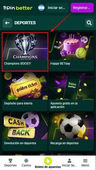 Bonos de temporada y especiales en Spinbetter AR