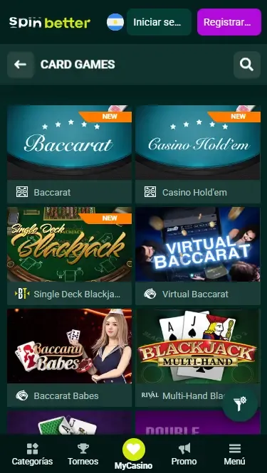 Spinbetter Argentina: Juegos de mesa