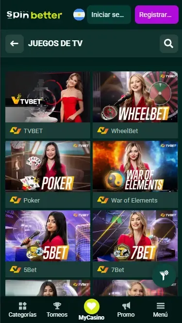 Spinbetter Argentina: Juegos de TV