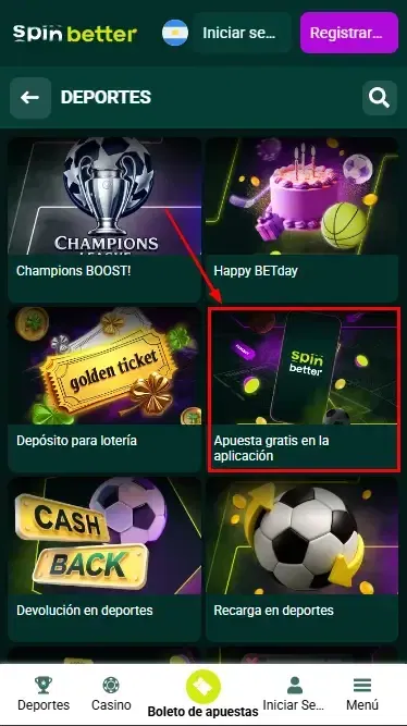 Bono de apuesta gratis de Spinbetter Argentina