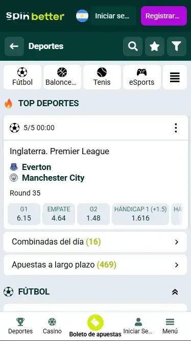 Apuestas en directo de Spinbetter