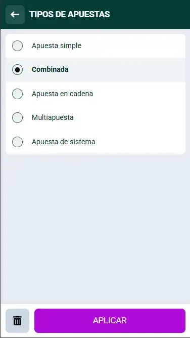Tipo de apuesta en Spinbetter