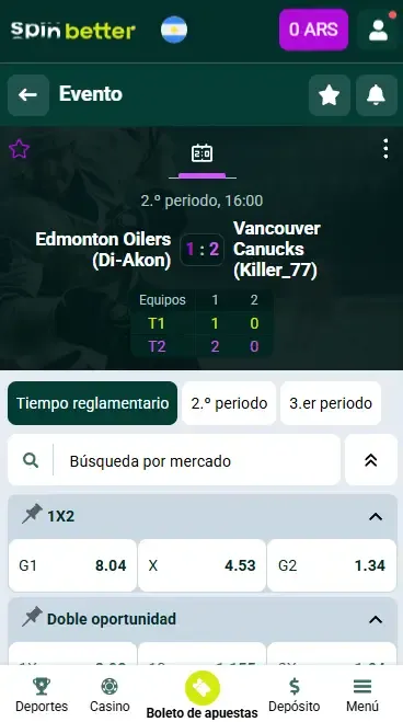 Funciones de apuestas en vivo de Spinbetter Argentina