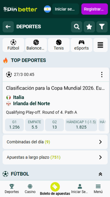 Mercados de apuestas en Spinbetter