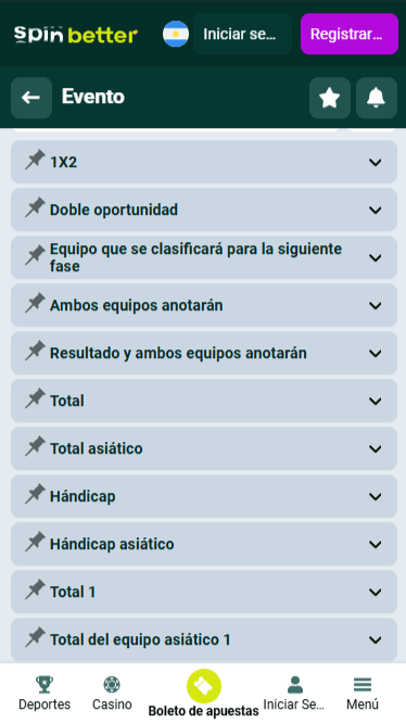 Tipos de apuestas en Spinbetter