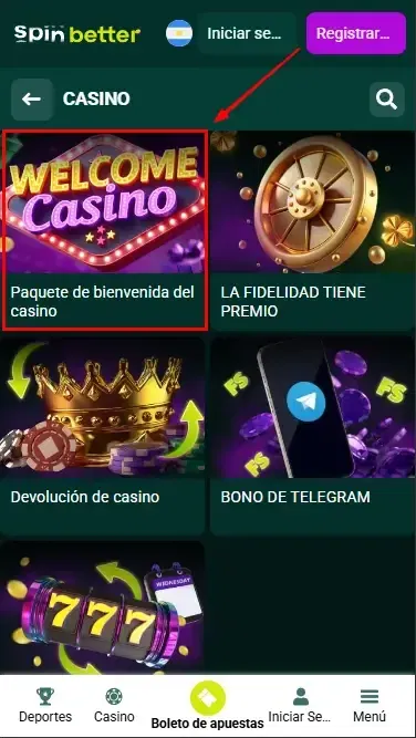 Bono de bienvenida del casino en Argentina