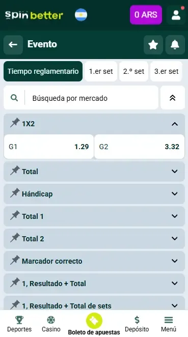 Spinbetter Argentina: Ganador del partido de voleibol