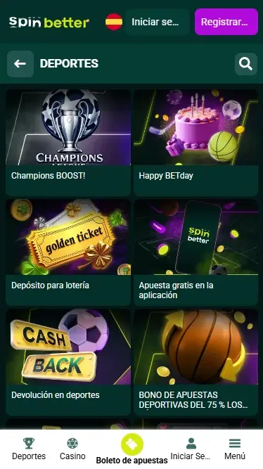 Bonos de apuestas deportivas de Spinbetter en España