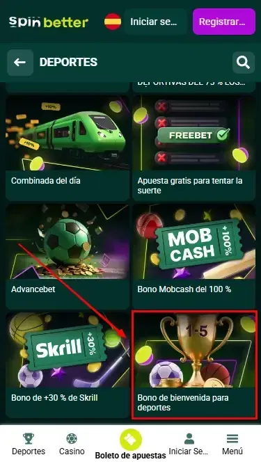 Spinbetter ES: Bono de bienvenida de apuestas deportivas