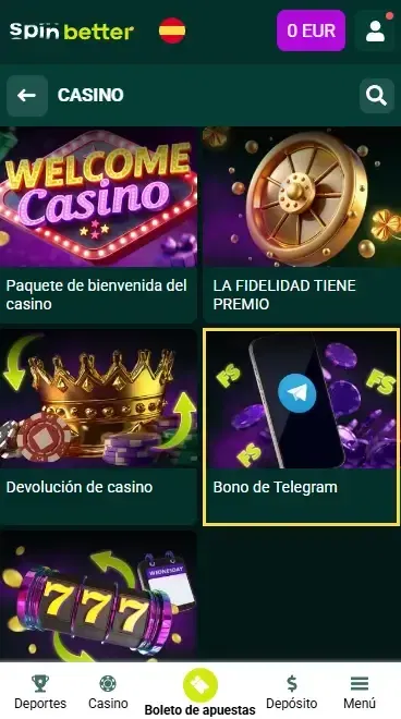 Spinbetter ES: Promoción de Telegram
