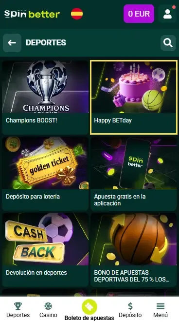 Bono de cumpleaños de Spinbetter España