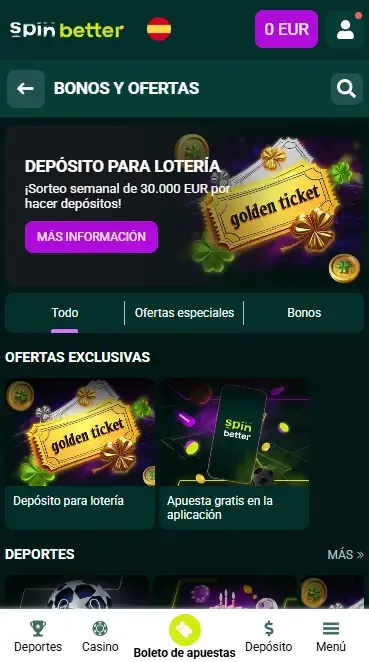 Bonos por depósito de Spinbetter España