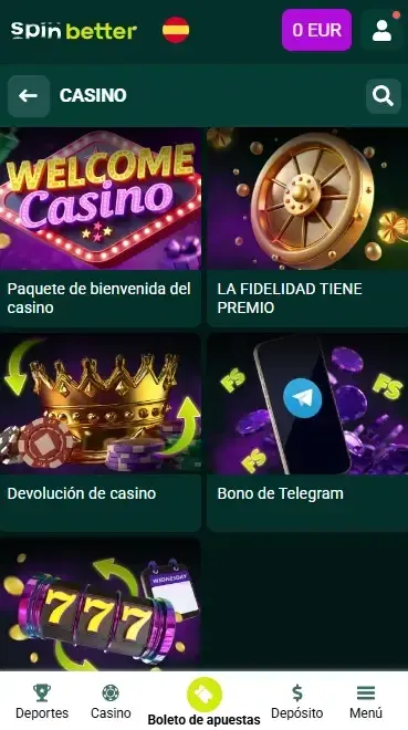 Spinbetter ES: Bonos continuos de casino