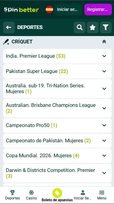 Spinbetter España Partidos y eventos de críquet