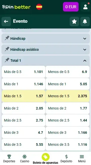 Hándicap de Spinbetter