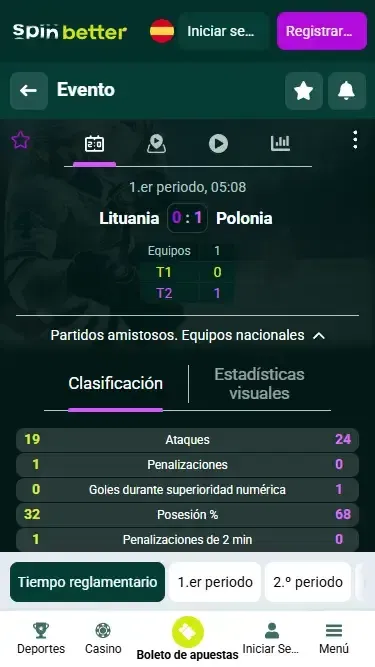 Funciones de apuestas en vivo de Spinbetter España