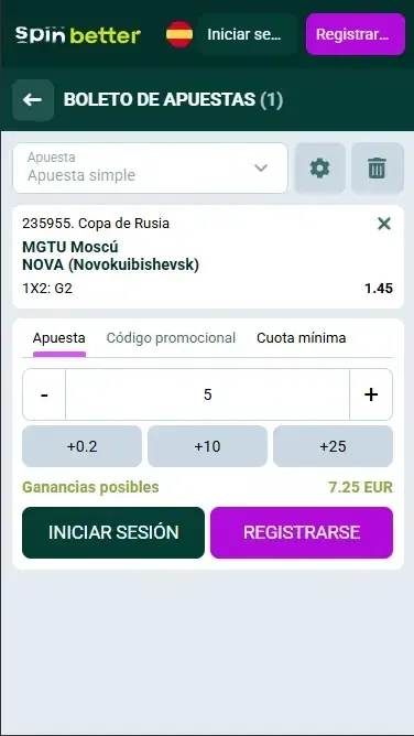 Spinbetter España Boleto de Apuestas de Voleibol