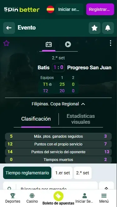 Spinbetter España Apuestas en directo de voleibol