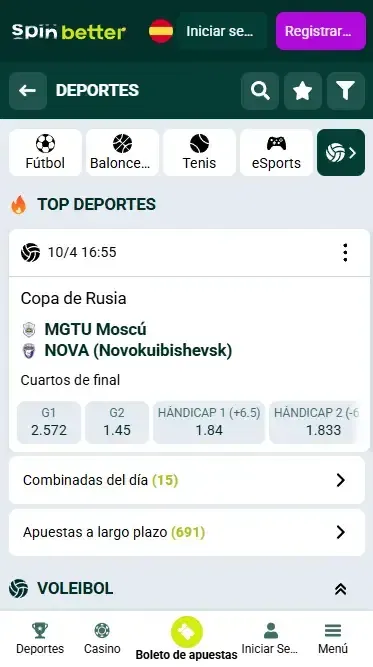 Apuestas deportivas de Spinbetter España