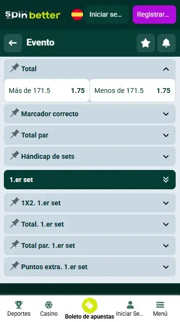 Spinbetter España Voleibol Totales y Hándicap