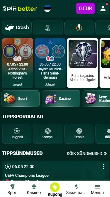Spinbetter Eesti rakendus
