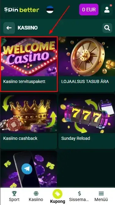 Spinbetter Eesti: Kasiinoboonused