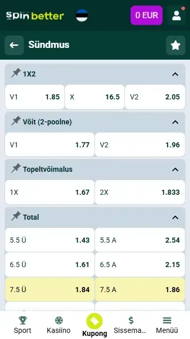Spinbetter Eesti poksi kihlveod