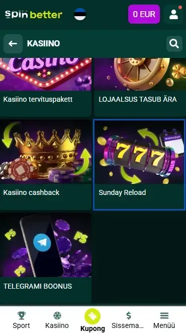 Spinbetteri kasiino sissemakseboonus