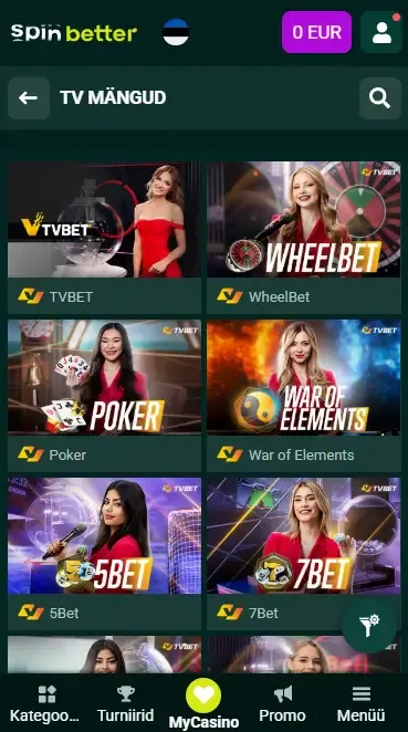 Spinbetter Eesti: TV-mängud
